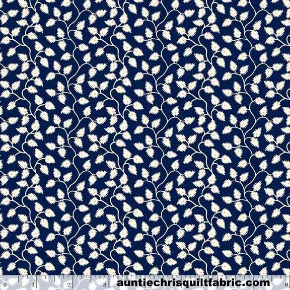 Cotton Quilt Fabric Floral Sanibel Island Vine Navy - product image