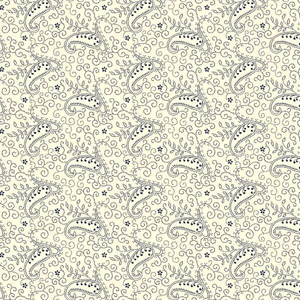 Cotton Quilt Fabric Floral Sanibel Island Dotted Paisley Cream Navy - product images  of 
