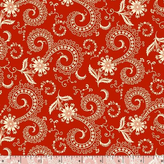Cotton Quilt Fabric Floral BANDANA BLISS Rust Red - product images  of 