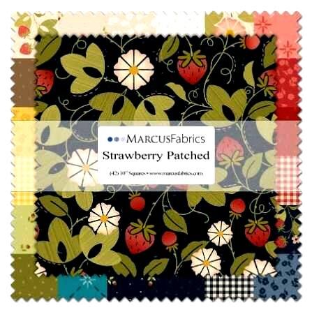 Cotton Quilt Fabric Strawberry Patched Main Floral Navy Blue - product images  of 