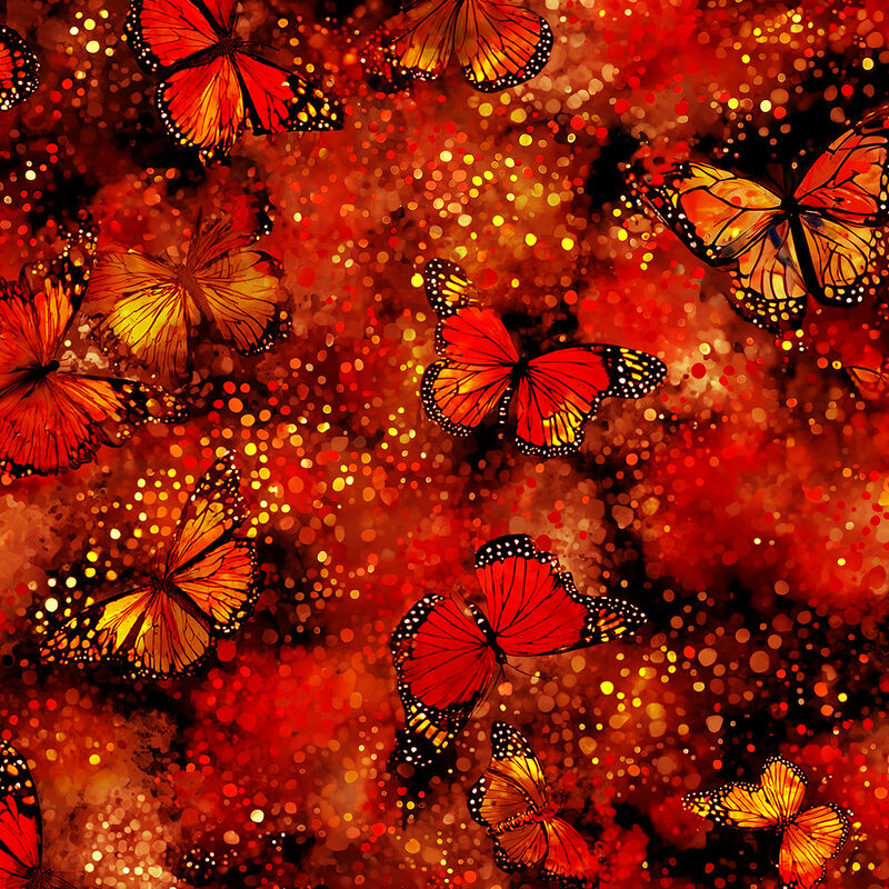 Cotton Quilt Fabric Fat Quarter Medley Butterfly Sprinkles Jewel Tones Digital - product images  of 
