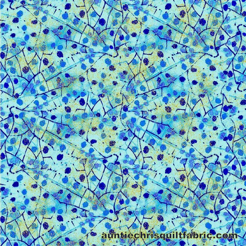 Cotton Quilt Fabric METALLIC MOSAIC ESCAPADE BLUE - product images  of 