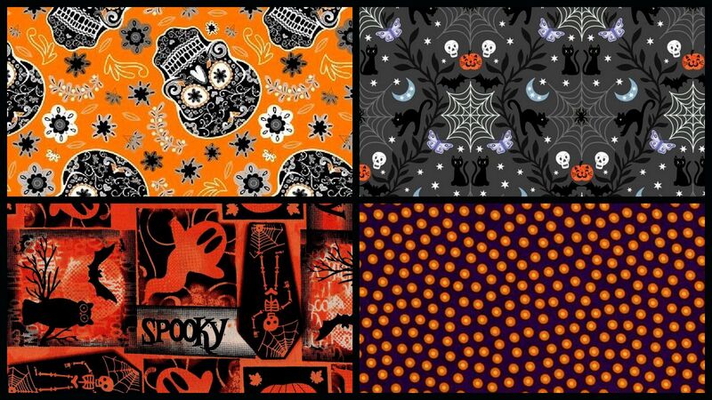 Cotton Quilt Fabric Halloween Midnight Haunting Coordinated Fat Quarter Medley - product images  of 
