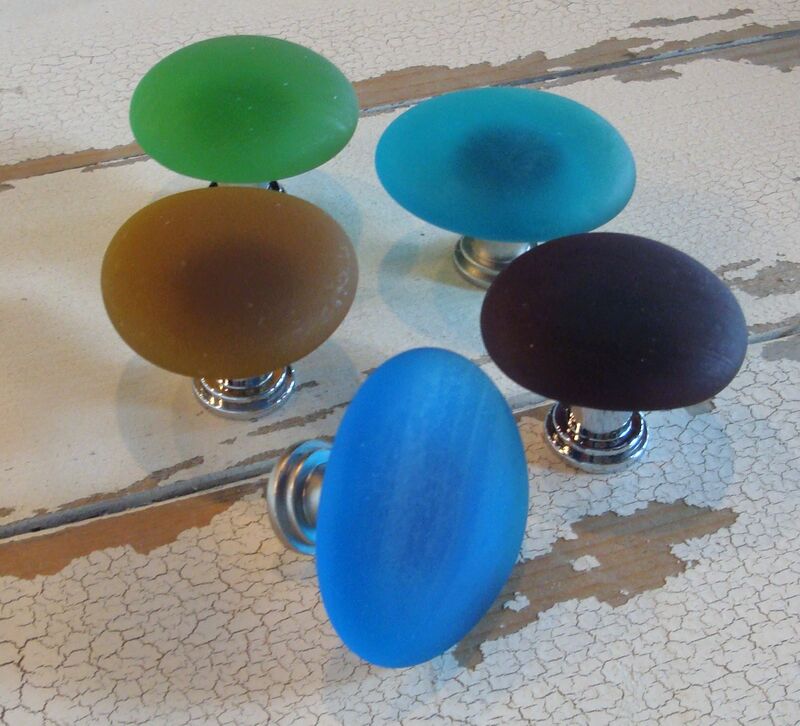 Sea Glass Cabinet Knob Beach Glass Drawer Pull $13 - product images  of 