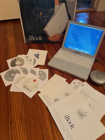 Vintage,Apple,iBook,G3,M6497,Laptop,–,500MHz,PowerPC,,Mac,OS,X,,Original,Box,,Yo-Yo,Charger,&,AV,Adapter,Tested,Working,Collector,Bundle,Apple iBook G3 M6497,Vintage Apple laptop,Retro Mac notebook,PowerPC G3 500MHz,Mac OS X classic,Collectible Apple computer,White iBook laptop,Apple yo-yo power adapter,Apple AV adapter M8434G/A  Original box,Apple iBook,Tested working vintage Mac,Early 20
