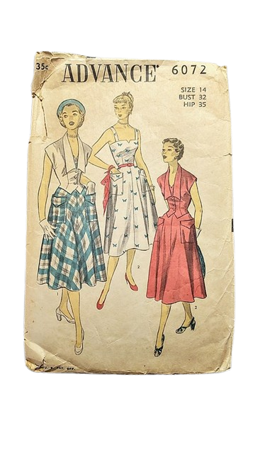 Original 1950s Vintage Sewing Pattern For A Fit And Flare Sundress And Fitted Jacket Or Vest Advance Bust 32 - product images  of 
