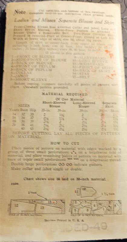 Authentic Rare Never Used Early 1930s Vintage Sewing Pattern For A Deco Fitted Blouse And  Slim Longer Skirt NRA Stamp Bust 36 - product images  of 