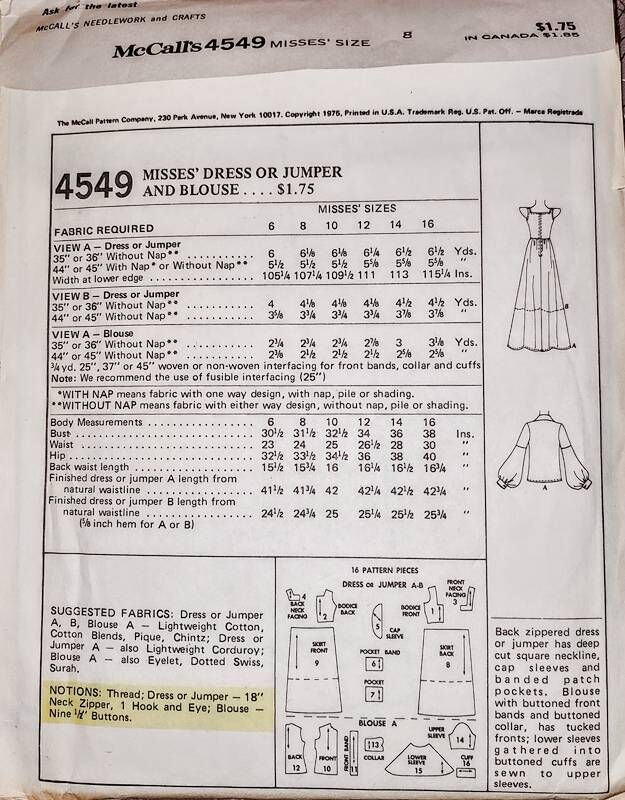 SOLD Unused 1970s Vintage Laura Ashley Sewing Pattern For A Prairie Style Maxi And Short Dress Or Jumper With Blouse McCall's 4549 XS 31 1/2 Bust - product images  of 