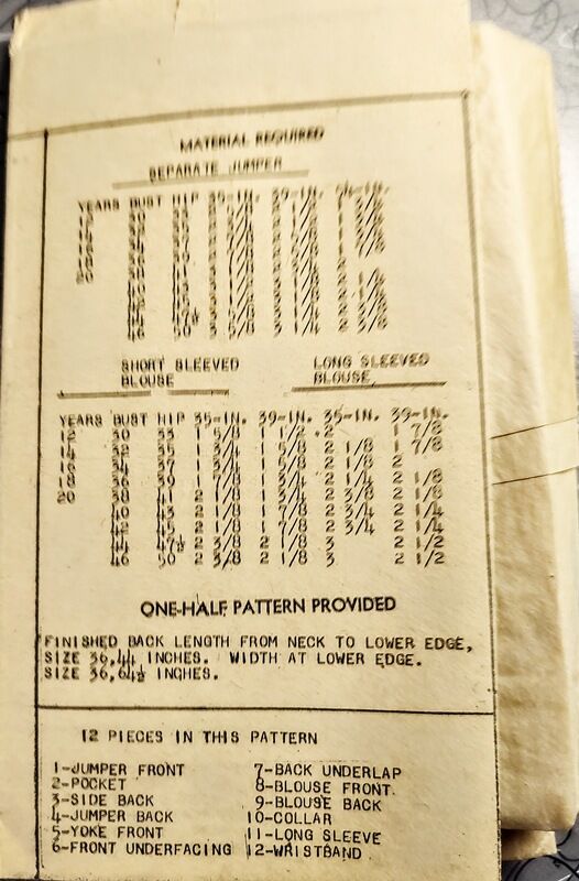 Late 1940s Vintage Sewing Pattern For A Fit And Flare Jumper Dress And  Blouse Bust 36 - product images  of 