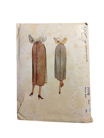 Late,1940s,Vintage,Sewing,Pattern,For,A,Long,Slim,Skirt,With,Back,Details,McCall,#7770,Waist,30,late 1940s vintage sewing pattern long skirt back details mccalls, 1940s long slim mid calf skirt sewing pattern, vintage sewing pattern another time vintage apparel, 1940s sewing patterns vintage, vintage skirt, 1940s skirt, home front clothing, suit ski