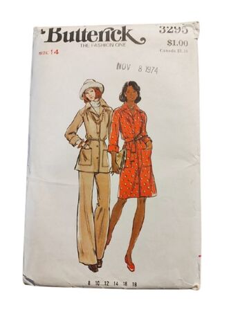 Unused,1970s,Vintage,Sewing,Pattern,For,A,Dress,or,Tunic,Top,And,Wide,Leg,Pants,Butterick,3295,Bust,36,1970s vintage sewing pattern dress or tunic top and pants butterick, 1970s butterick vintage patterns, vintage pattern pants tunic top and dress, unused 1970s butterick pattern dress top and pants, vintage sewing patterns another time vintage apparel, 197
