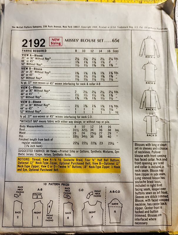 Late 1960s Unused Vintage Sewing Pattern For 4 Styles Of Blouses Shirts By McCall's 2192 Bust 36 - product images  of 