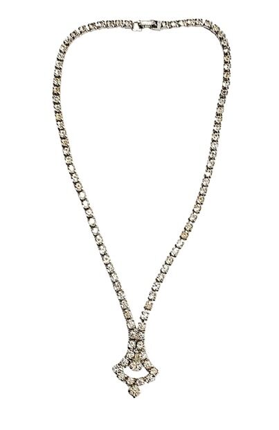 Vintage 1950s Clear Rhinestone Pendant Style Choker Necklace - product images  of 
