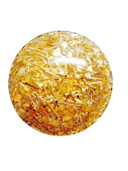 Large Round 1960s Vintage Yellow Gold Confetti Glitter Lucite Plastic Earrings With Clip Backs  - product images  of 