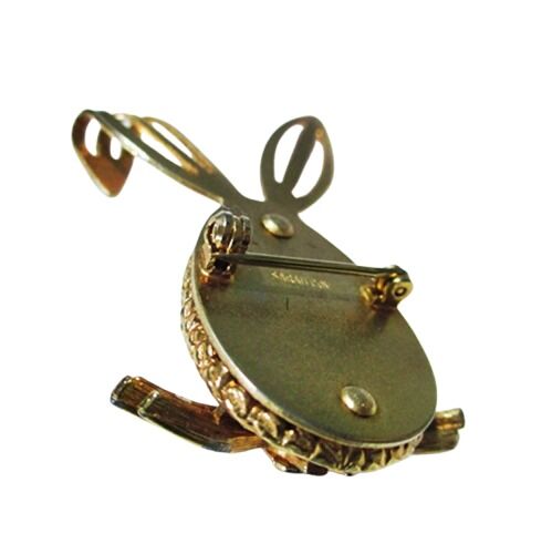 Vintage 1960s Novelty Gold Metal Rabbit Pin With A Red Rhinestone Eye By Sarah Coventry  - product images  of 