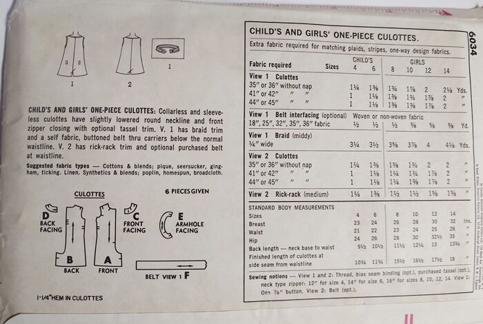 Vintage 1960s Little Girls Romper Culottes One Piece Playsuit Sewing Pattern Simplicity Size 6 - product images  of 