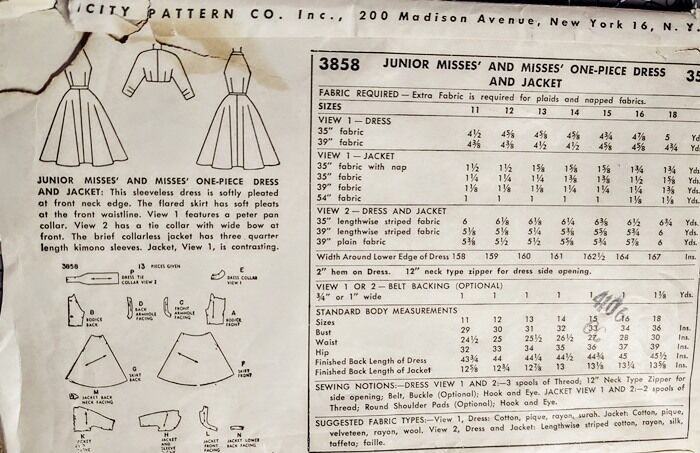 True Vintage 1950s Sewing Pattern For A Very Full Skirted Sleeveless Dress With  A Short Bolero Jacket Simplicity 3858 XS - product images  of 