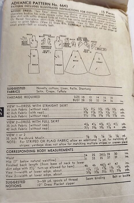 Authentic 1950s Vintage Sewing Pattern A Fitted Or Full Skirted Sleeveless Dress With A Collar Advance Bust 30 - product images  of 