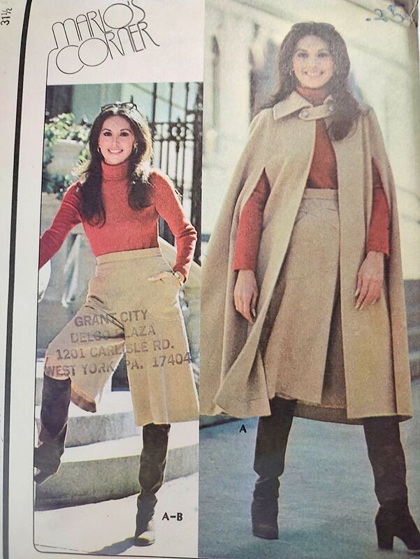 Unused 1970s Vintage Sewing Pattern For A Long Cape And Pant Skirt Culottes McCall's Marlo's Corner 4630 Bust 31 1/2 - product images  of 