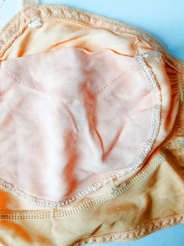 Original 1930s Deco Vintage Peach Rayon Soft Cup Bra Bralette Extra Small Bust 31  - product images  of 