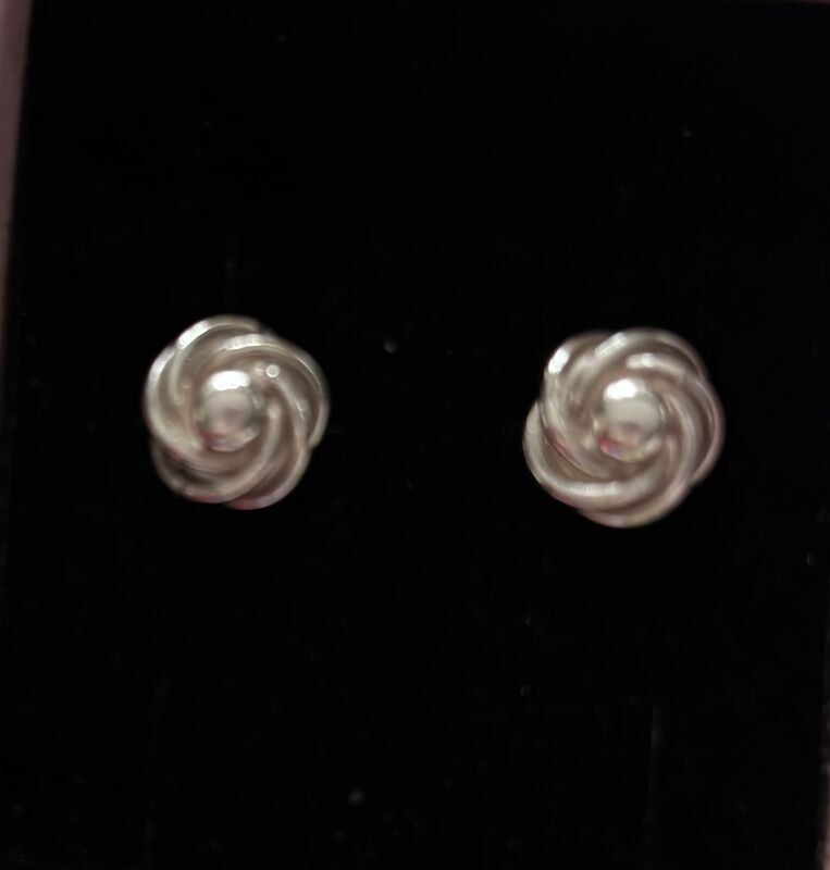 Pearl-Stud-Earrings Silver Forget-Me-Knot Jewellery - product images