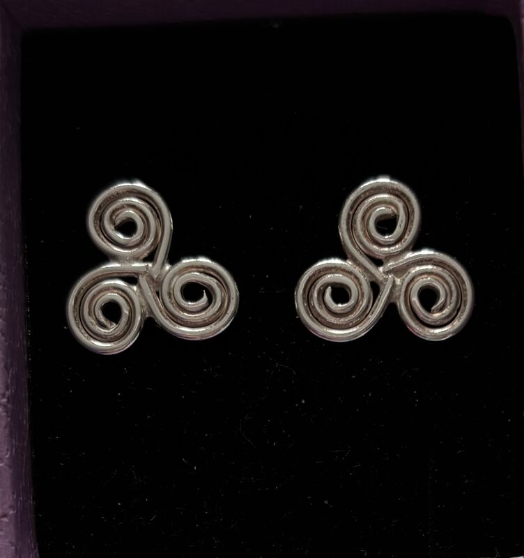 Triple-Spiral-Stud-Earrings Silver Forget-Me-Knot Jewellery - product images
