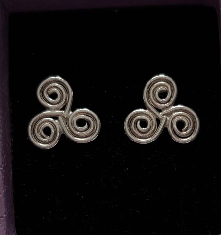 Triple-Spiral-Stud-Earrings,Silver,Forget-Me-Knot,Jewellery