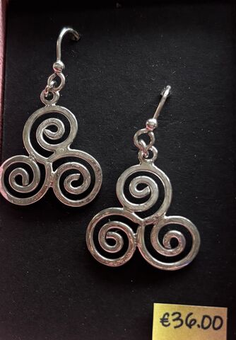 Triple,Spiral,Earrings,Silver,Forget-Me-Knot,Triple Spiral Silver Earrings