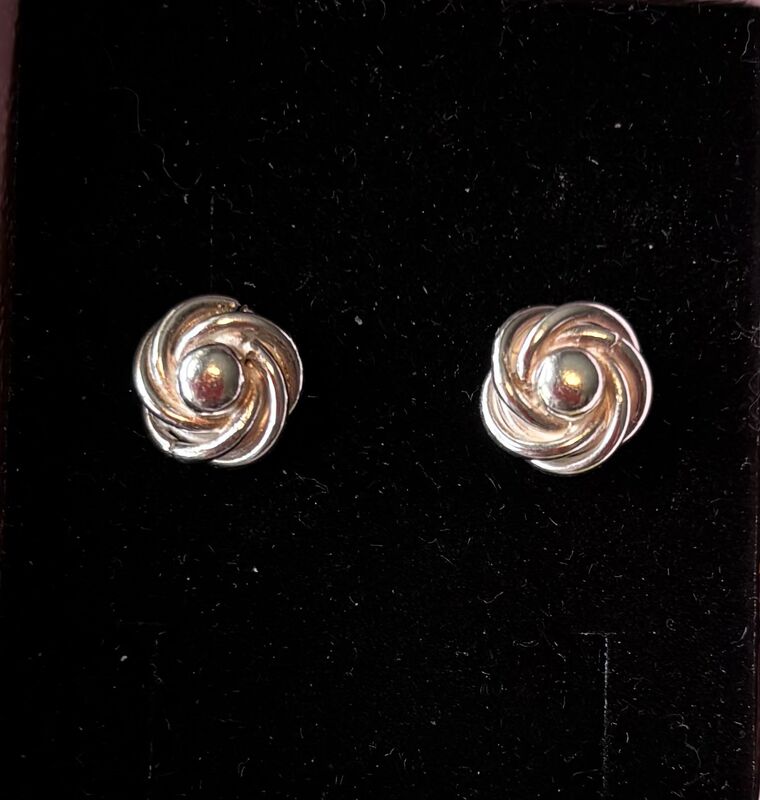 Pearl-Stud-Earrings Silver Forget-Me-Knot Jewellery - product images