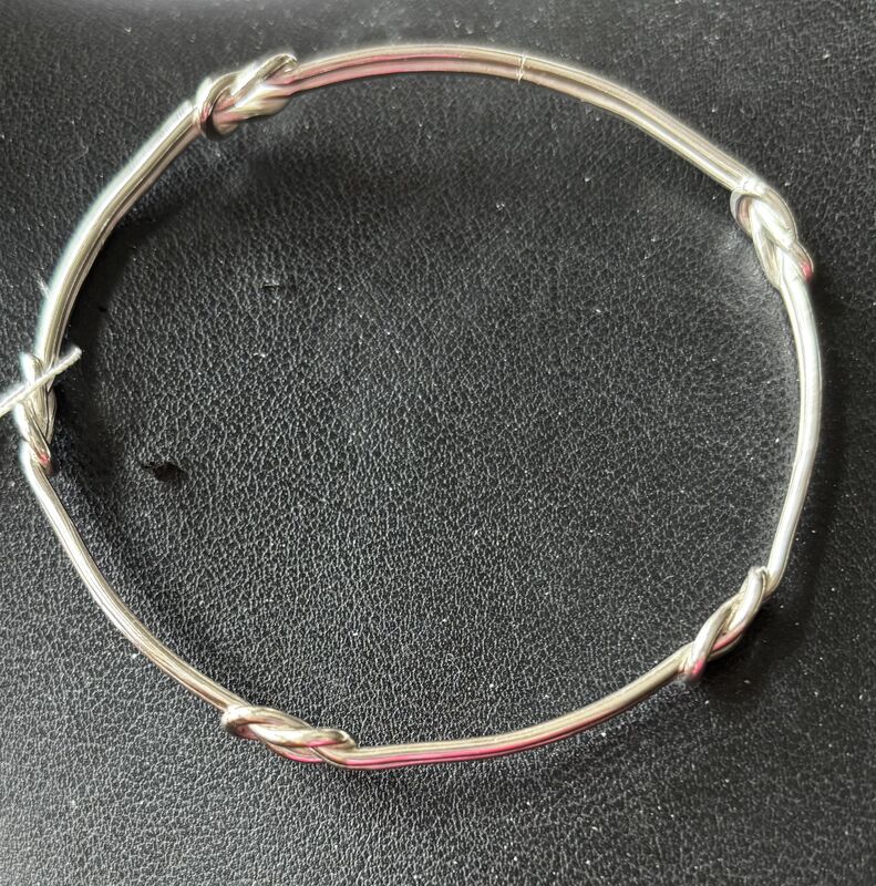 Forgetmeknot five knot silver bangle - product image  