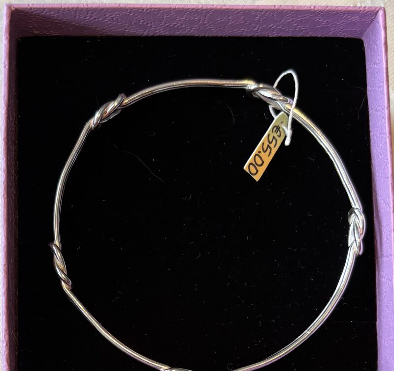 Forgetmeknot five knot silver bangle - product image  