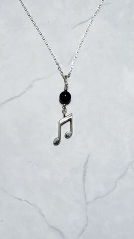 Quarter,Note,Necklace-Onyx,quarter note, music note, necklace
