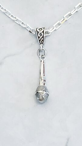 Microphone,Necklace-Mens,medium,mic,mens microphone necklace, microphone jewelry for men, sterling silver