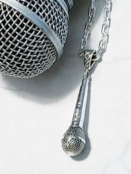 Microphone,Necklace-Men's,Large,mic,mens microphone necklace, microphone jewelry for men, sterling silver microphone pendant