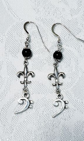 Bass,Clef,Earrings-,Onyx,Fleur,de,Lis,bassclefearrings, dainty-bass-clef,s sterlingsilver