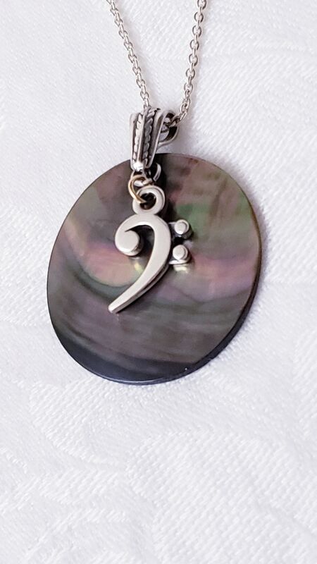 Bass Clef Necklace- Abalone  - product images  of 
