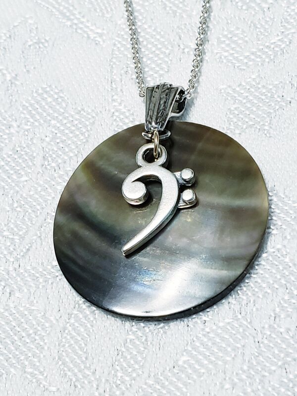 Bass Clef Necklace- Abalone  - product images  of 