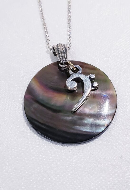 Bass Clef Necklace- Abalone  - product images  of 