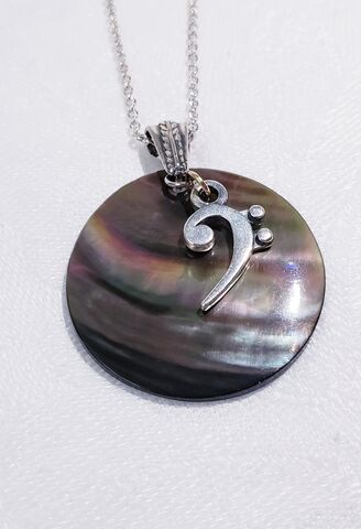 Bass,Clef,Necklace-,Abalone,bassclefearrings, unique, bass-clef, sterlingsilver, abalone