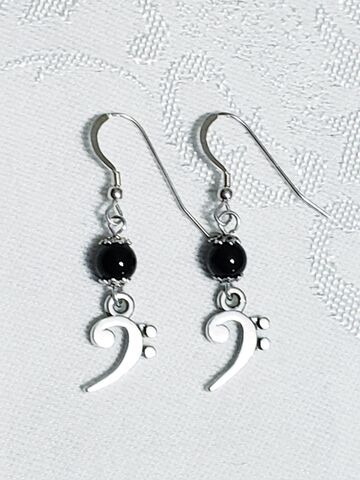 Bass,Clef,Earrings-,Onyx,bassclef, bass clef earrings