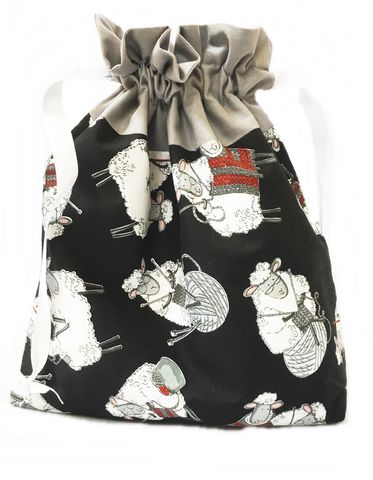 Large,Knitting,Sheep,Project,Bag,Project Bag, Knitting, Crochet, Sewing, Travel Bag, Accessory Bag, Large Project Bag, Drawstring Bag, Sheep