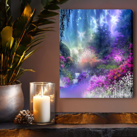 Impressionist,Fantasy,Art,Canvas,Print,,Rainbow,Artwork,The,Fairy,Realm,by,Primal,Painter,rainbow artwork, abstract art stretched canvas print, impressionism contemporary artwork, digital painting, wall art, nature art, primal painter, energy art, visionary art, Zen, yoga room, meditation, spiritual art, wall decor, ocean