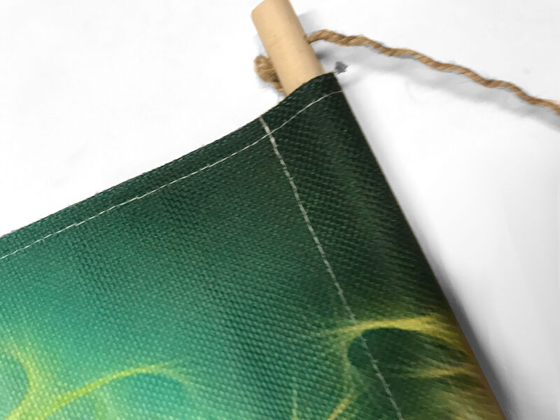 Inspirational Fringed Canvas Wall Hanging, Art Nouveau Green Feathery Foliage - product images  of 