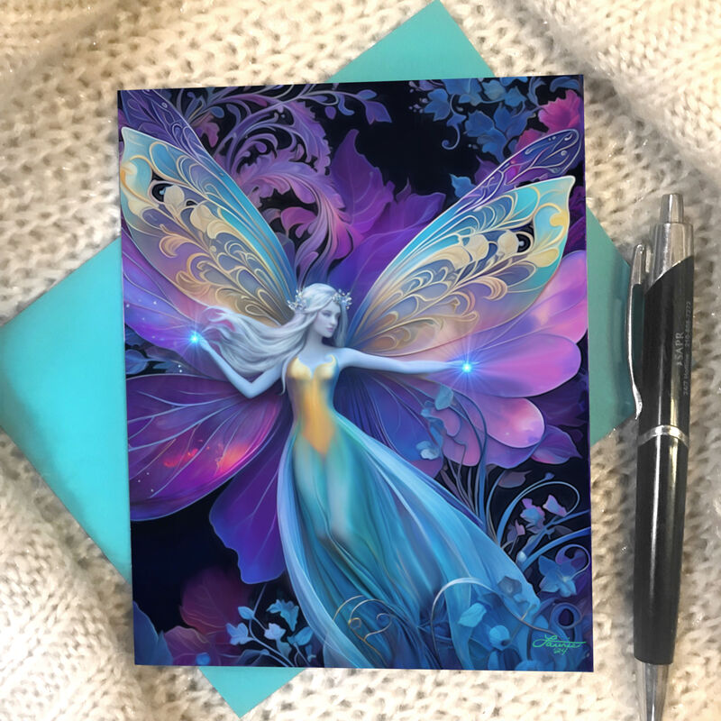 Fairy Angel Collectible Story Card, Rainbow Fantasy Art Notecard - product images  of 