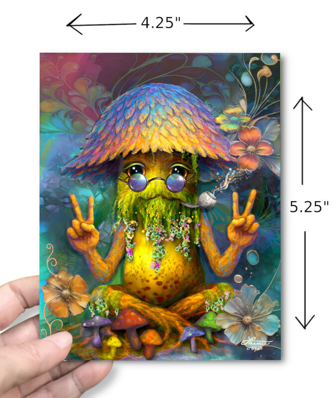 Funny Hippie Mushroom Greeting Card – Shaggy McWizz, Funky Forest Sporeacles Collection - product images  of 