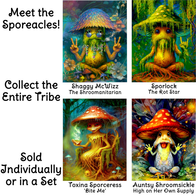 Funny Hippie Mushroom Greeting Card – Shaggy McWizz, Funky Forest Sporeacles Collection - product images  of 