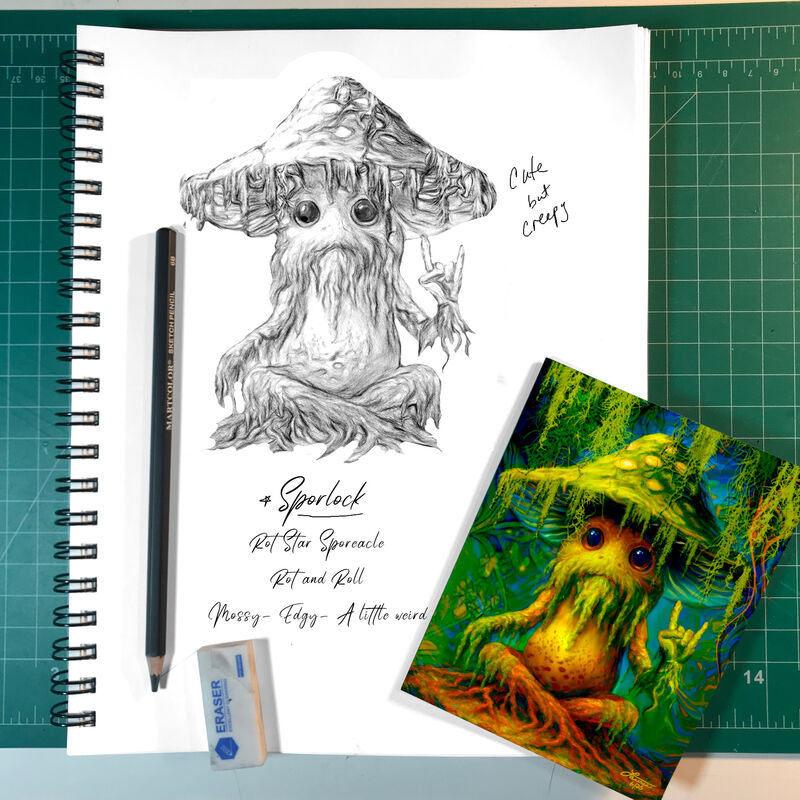 Rock Star Mushroom Greeting Card – Sporlock, Funky Forest Sporeacles Collection - product images  of 