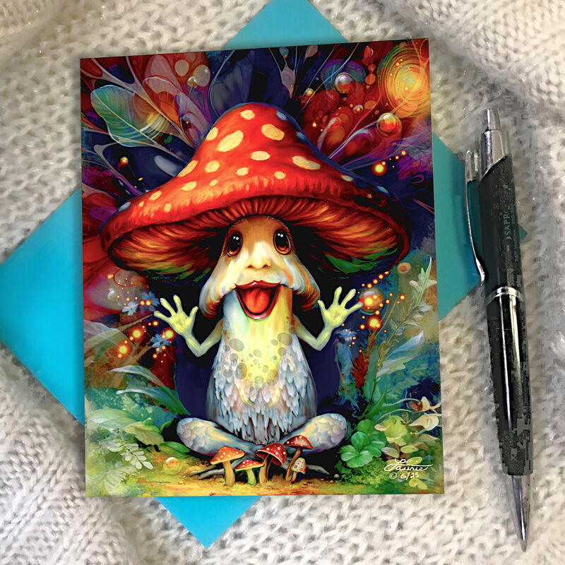 Wacky Psychedelic Mushroom Greeting Card – Auntsy Shroomsickle, Funky Forest Sporeacles Collection - product images  of 