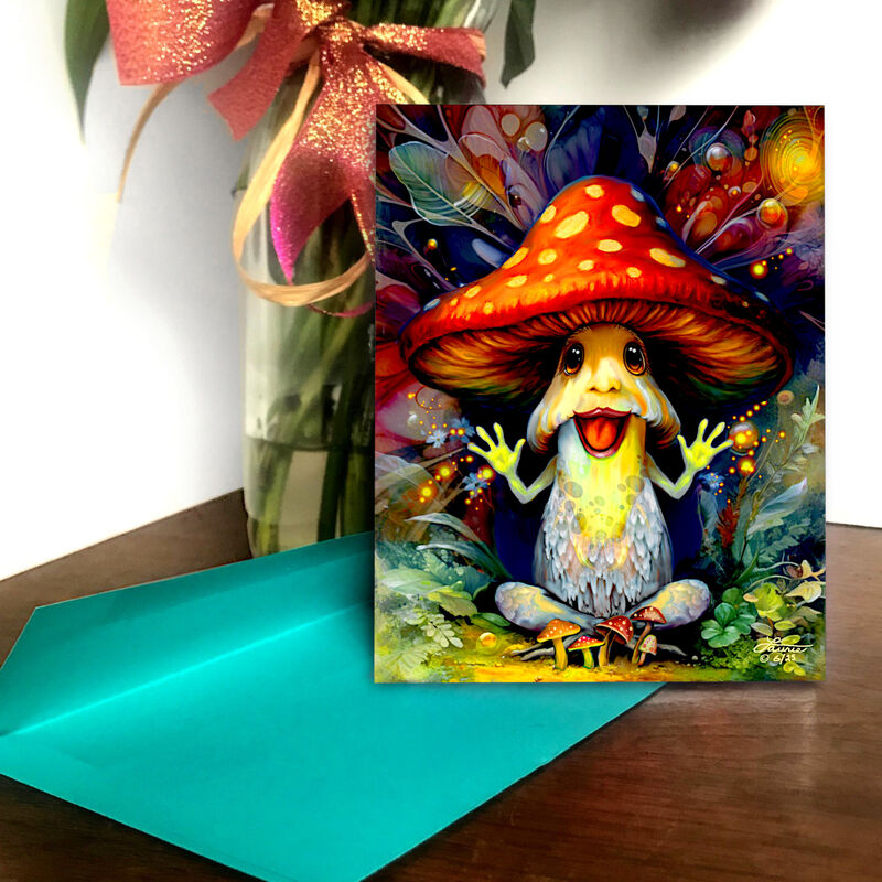 Wacky Psychedelic Mushroom Greeting Card – Auntsy Shroomsickle, Funky Forest Sporeacles Collection - product images  of 