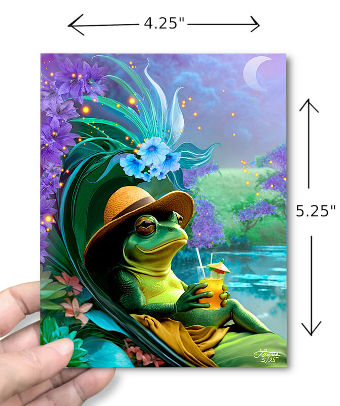 Happy Hour Frog Art Greeting Card, Humorous Forest Advice Notecard - product images  of 